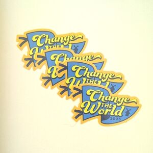 Blue and Yellow 'Change the World 2025' Stickers